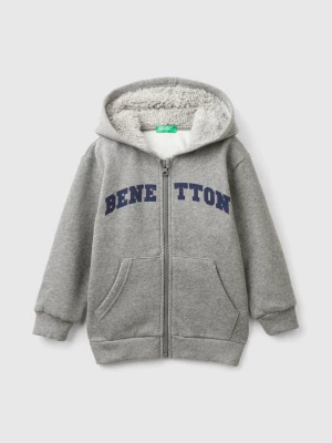 Benetton, Sweatshirt With Lined Hood, size 110, Dark Gray, Kids United Colors of Benetton