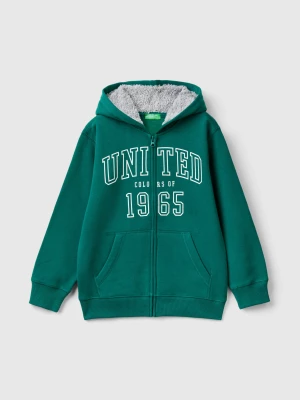 Benetton, Sweatshirt With Lined Hood, size XL, Dark Green, Kids United Colors of Benetton