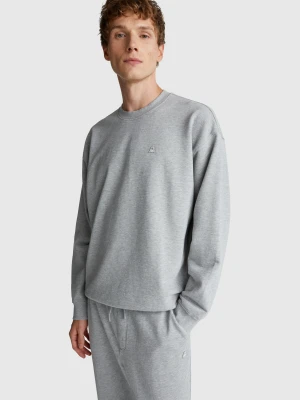 Benetton, Sweatshirt With Logo Patch, Size: XS, Light Gray, Men United Colors of Benetton