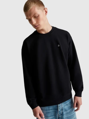 Benetton, Sweatshirt With Logo Patch, Size: XS, Black, Men United Colors of Benetton