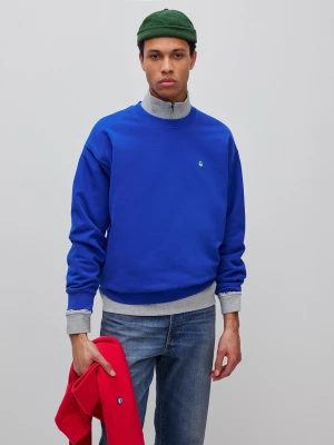 Benetton, Sweatshirt With Logo Patch, Size: XS, Bright Blue, Men United Colors of Benetton