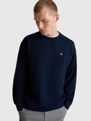 Benetton, Sweatshirt With Logo Patch, Size: XS, Dark Blue, Men United Colors of Benetton