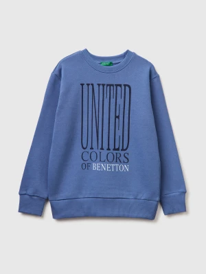 Benetton, Sweatshirt With Logo, Size: XL, Air Force Blue, Kids United Colors of Benetton
