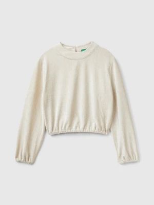 Benetton, Sweatshirt With Lurex, size XL, Creamy White, Kids United Colors of Benetton