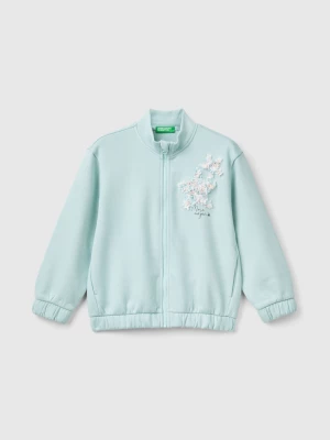 Benetton, Sweatshirt With Petal Applique, size 116, Aqua, Kids United Colors of Benetton