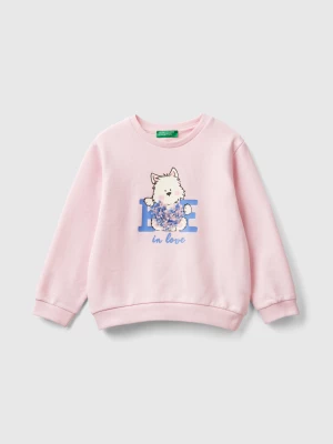 Benetton, Sweatshirt With Petal Look Applique, size 116, Pink, Kids United Colors of Benetton