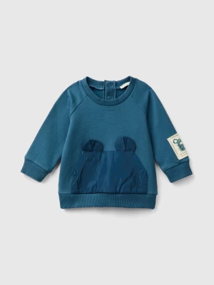 Benetton, Sweatshirt With Pocket And Applique, size 56, Air Force Blue, Kids United Colors of Benetton