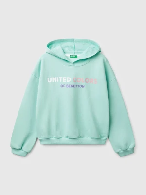 Benetton, Sweatshirt With Print, size XL, Aqua, Kids United Colors of Benetton