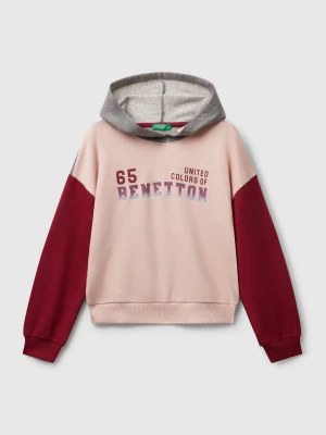 Benetton, Sweatshirt With Print, Size: XL, Pastel Pink, Kids United Colors of Benetton