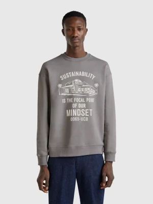 Benetton, Sweatshirt With Print, size XS, Dark Gray, Men United Colors of Benetton