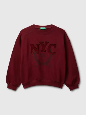 Benetton, Sweatshirt With Sequins, size XL, Burgundy, Kids United Colors of Benetton