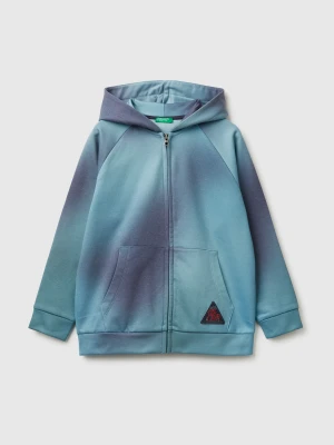 Benetton, Sweatshirt With Shaded-effect Print, Size: XL, Light Blue, Kids United Colors of Benetton