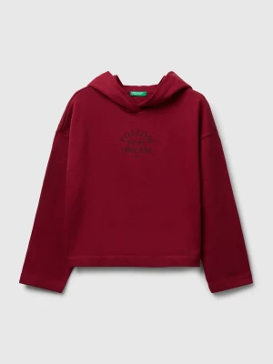 Benetton, Sweatshirt With Slogan Print, Size: XL, Burgundy, Kids United Colors of Benetton
