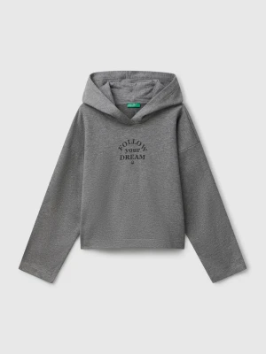 Benetton, Sweatshirt With Slogan Print, Size: XL, Dark Gray, Kids United Colors of Benetton