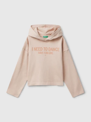Benetton, Sweatshirt With Slogan Print, Size: XL, Soft Pink, Kids United Colors of Benetton