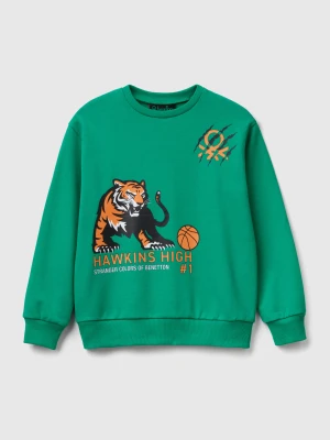 Benetton, Sweatshirt With Stranger Things Print, Size: XL, Green, Kids United Colors of Benetton
