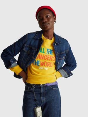 Benetton, Sweatshirt With Stranger Things Print, Size: XS, Yellow, Women United Colors of Benetton