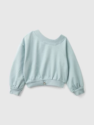 Benetton, Sweatshirt With Uneven Neckline, size S, Pearl Gray, Kids United Colors of Benetton