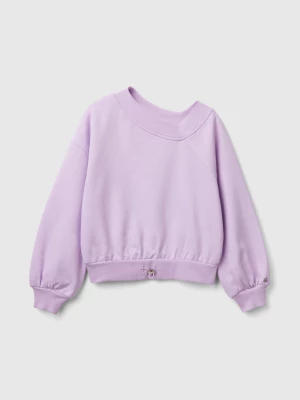 Benetton, Sweatshirt With Uneven Neckline, size XL, Lilac, Kids United Colors of Benetton