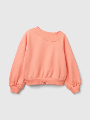 Benetton, Sweatshirt With Uneven Neckline, size XL, Peach, Kids United Colors of Benetton