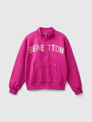 Benetton, Sweatshirt With Zip And Collar, size M, Fuchsia, Kids United Colors of Benetton