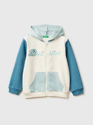 Benetton, Sweatshirt With Zip And Sequins, Size: 116, Creamy White, Kids United Colors of Benetton