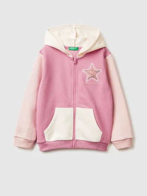 Benetton, Sweatshirt With Zip And Sequins, Size: 116, Pink, Kids United Colors of Benetton