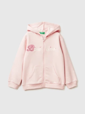 Benetton, Sweatshirt With Zip And Sequins, Size: 116, Soft Pink, Kids United Colors of Benetton