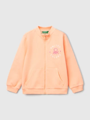 Benetton, Sweatshirt With Zip In Cotton, size 82, Peach, Kids United Colors of Benetton