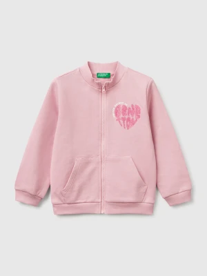 Benetton, Sweatshirt With Zip In Organic Cotton, size 116, Pink, Kids United Colors of Benetton