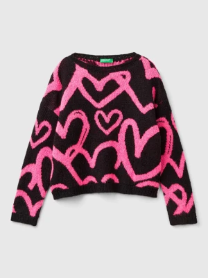 Benetton Sweter w kolorze czarno-różowym rozmiar: 130