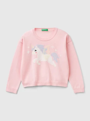 Benetton Sweter w kolorze jasnoróżowym rozmiar: 82