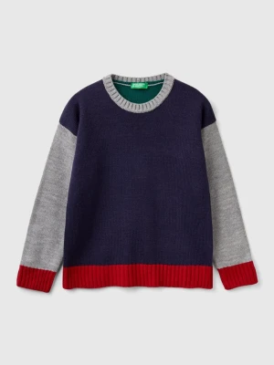 Benetton Sweter w kolorze szaro-zielono-granatowym rozmiar: 160