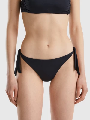 Benetton, Swim Bottoms In Econyl® With Bows, size L, Black, Women United Colors of Benetton