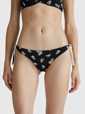 Benetton, Swim Bottoms With Coral Print, size XS, Black, Women United Colors of Benetton