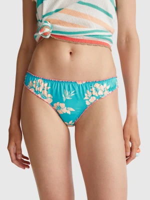 Benetton, Swim Bottoms With Floral Print, size XS, Aqua, Women United Colors of Benetton