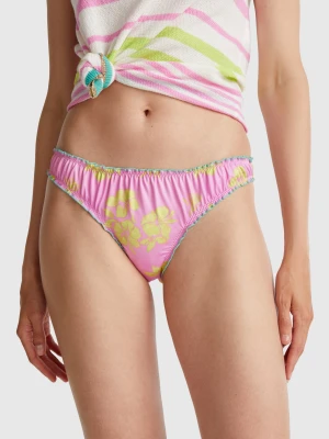 Benetton, Swim Bottoms With Floral Print, size XS, Pink, Women United Colors of Benetton