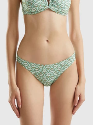 Benetton, Swim Bottoms With Flower Print, size L, Military Green, Women United Colors of Benetton