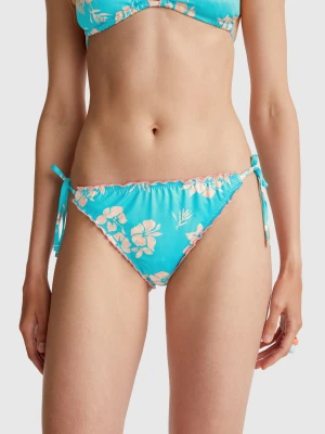Benetton, Swim Bottoms With Flower Print, size XS, Aqua, Women United Colors of Benetton