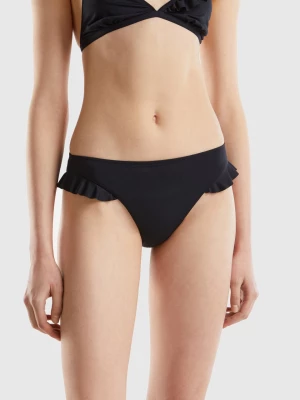 Benetton, Swim Bottoms With Frills In Econyl®, size L, Black, Women United Colors of Benetton