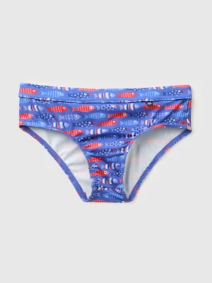 Benetton, Swim Briefs With Fish Print, Size: XS, Bright Blue, Kids United Colors of Benetton