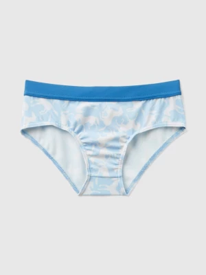 Benetton, Swim Briefs With Horse Print, size M, Sky Blue, Kids United Colors of Benetton