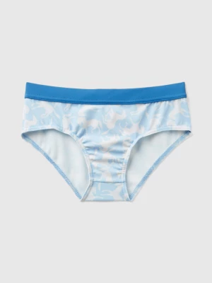 Benetton, Swim Briefs With Horse Print, size XS, Sky Blue, Kids United Colors of Benetton