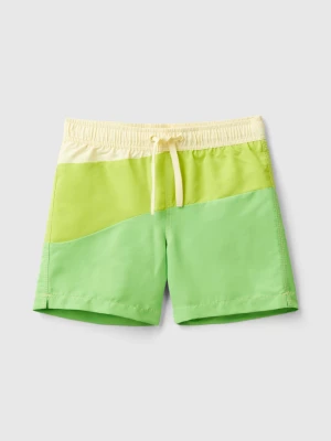 Benetton, Swim Trunks With Wave Motif, size L, Lime, Kids United Colors of Benetton