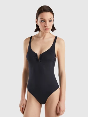 Benetton, Swimsuit In Econyl® With V Detail, size 1°, Black, Women United Colors of Benetton