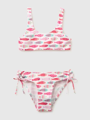 Benetton, Swimsuit With Fish Print, Size: XL, White, Kids United Colors of Benetton