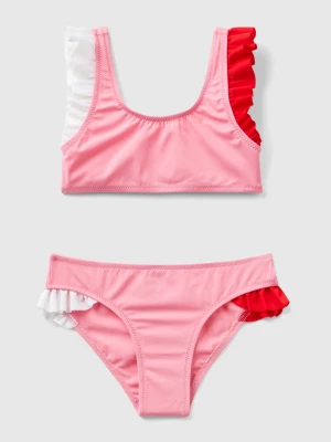 Benetton, Swimwear Bikini With Ruffles In Econyl®, size XXS, Pink, Kids United Colors of Benetton