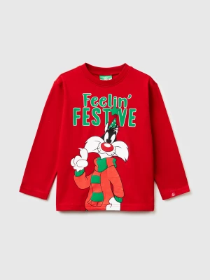 Benetton, Sylvester ©looney Tunes Christmas T-shirt, Size: 116, Red, Kids United Colors of Benetton