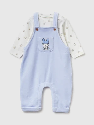 Benetton, T-shirt And Dungarees Set In Cotton, Size: 82, Sky Blue, Kids United Colors of Benetton