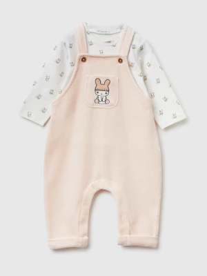 Benetton, T-shirt And Dungarees Set In Cotton, Size: 82, Soft Pink, Kids United Colors of Benetton